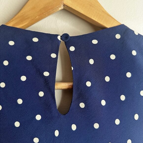 Baum Und Pferdgarten Midi Dress Sz 36 Navy Blue Polka Dot Sleeveless Silk Blend - Picture 15 of 16